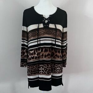 Chico's Leopard Print Lace-up Tunic Blouse |Chico's Size 0|